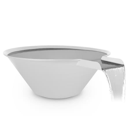 The Outdoor Plus 24 Round Cazo Water Bowl - Powder Coated Metal - White - OPT-R24PCWO-WHT